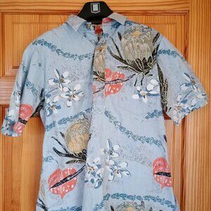 Kahala Hawaiian Polo Shirt Floral Pattern Button-Up Men's Medium